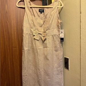 Adrianna Papell Cream Textured Midi Dress